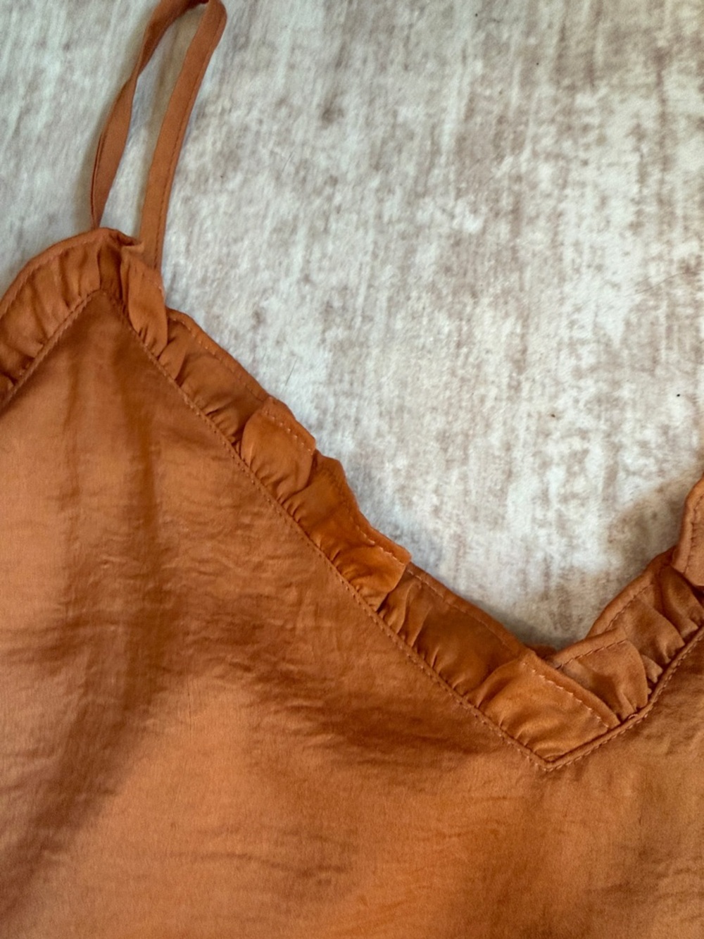 Rust Orange Ruffle-Trim Spaghetti Strap Cami - Picture 2 of 2